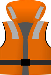 Lifejacket. Emergency life vest or life jacket or buoyancy aid used to help the user stay afloat in an emergency. Isolated vector illustration.