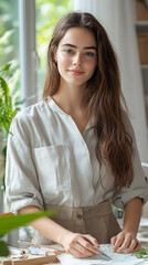 Fashion student designing a zero-waste garment home studio creative process eco-friendly environment close-up view sustainable fashion concept