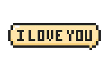 I love you pixel lettering, Valentine's Day 8-bit.