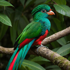Obraz premium The quetzal, with emerald green feathers