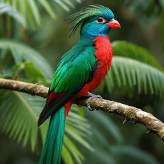 Obraz premium The quetzal, with emerald green feathers