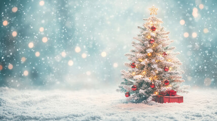 Obraz premium Holiday tree with luminous light waves