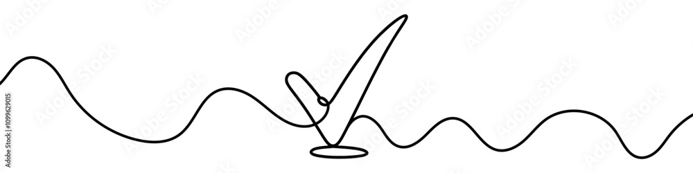 Poster continuous line drawing of a check mark symbol on white background. vector illustration.