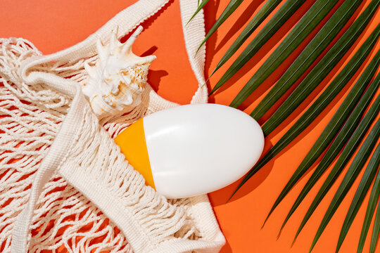 Sun protection essentials with vibrant beach theme