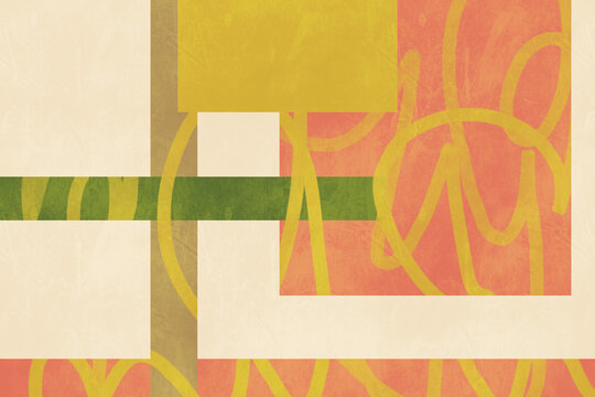 Abstract geometric design with colorful blocks and lines