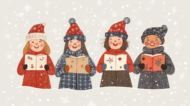 Children holding letters in Santa hats