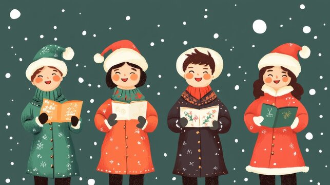 Children holding letters in Santa hats