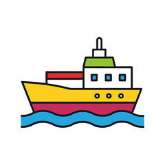 Fototapeta premium Illustration of a colorful ship on the sea