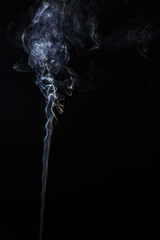 Smoke on black backgrounds.  Light shape curve. Fire air wave motion. Art design smooth pattern.