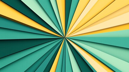 Abstract geometric pattern with converging triangular shapes in shades of green and yellow creating a dynamic radial composition