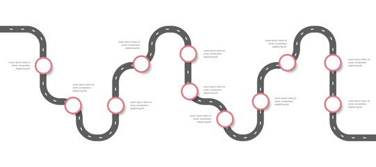 Roadmap Infographic Template Design With 11 Steps or Process.