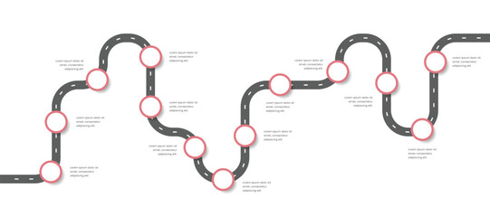 Roadmap Infographic Template Design With 13 Steps or Process.