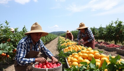 Fototapeta premium Photo of farmers harvesting fruit that looks fresh and healthy