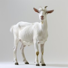 Fototapeta premium White goat isolated on white background.