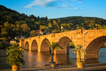 Old Bridge at Heidelberg at sunset