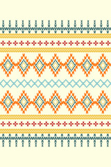 Ikat knitted embroidery Aztec oriental traditional seamless knit pattern. Native geometry decorative design for fabric, sweater, clothing, interior, decoration, texture, element, fashion, printing