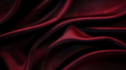 Obraz premium Black dark deep red burgundy cherry maroon crimson abstract background. Silk satin velvet fabric. Elegant luxury rich. Curtain drapery fold line wave flow. Romance Valentine Birthday Christmas. Design