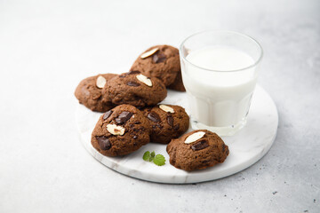 Homemade chocolate cookies with nuts