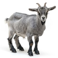Fototapeta premium goat Gray goat on a white background 