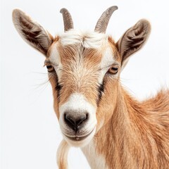 Obraz premium Portrait of goat isolated on white background.