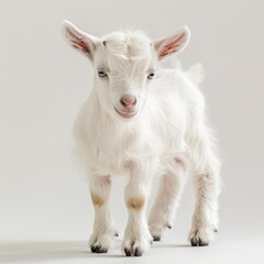 Obraz premium Ten day old white milk goat isolated on white background.