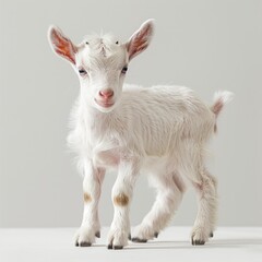 Obraz premium Ten day old white milk goat isolated on white background.