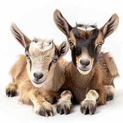 Obraz premium goat Two Young domestic goats kids isolated on white goat goat