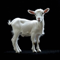 Fototapeta premium White goat isolated on black background.