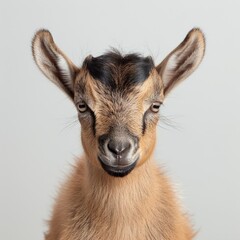 Fototapeta premium Young Pygmy goat on white background.