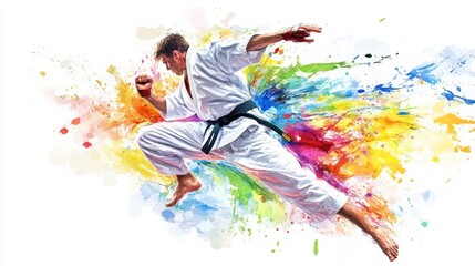 Fototapeta premium abstract illustration of a karate fighter