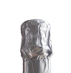A sealed bottle of champagne png. Close-up of the neck of a sealed champagne bottle png