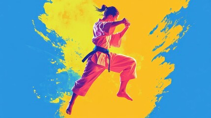 Fototapeta premium abstract illustration of a karate fighter
