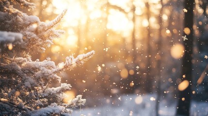 Fototapeta premium Winter Wonderland: Snowy Forest Scene
