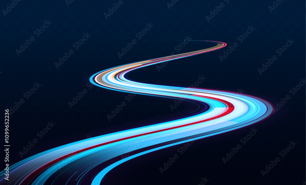Aufkleber neon futuristic network technologies on a dark background with movement and speed effects, featuring