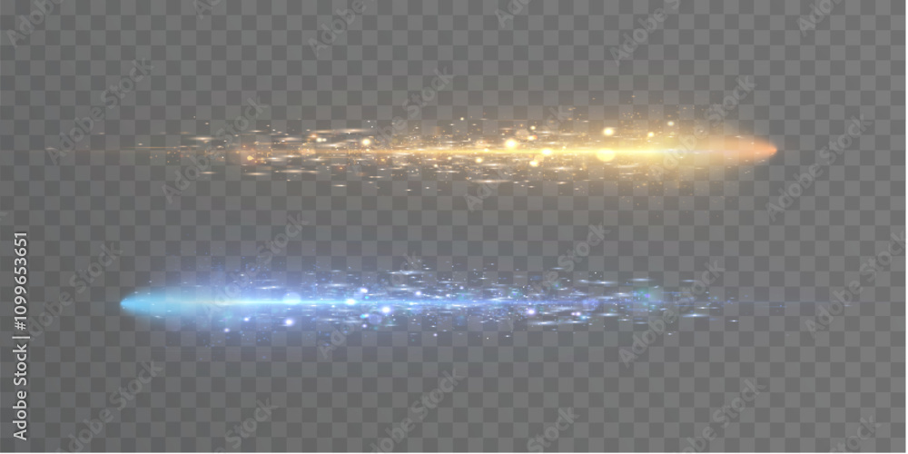 Aufkleber Magical comet light effect with bright shimmer for web design and fabulous user interface. Vector on transparent background PNG