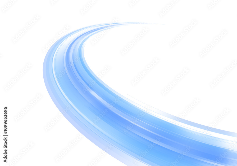 Poster digital image of light rays, striped lines on a blue light background. blue wave curved lines for pr