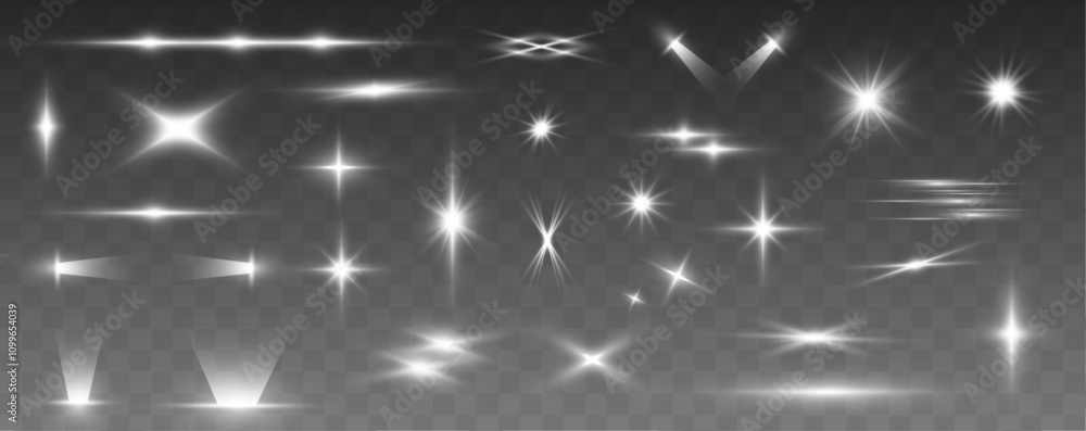 Poster glowing abstract isolated light effects such as lens flare, explosion, and spark effects creating dy