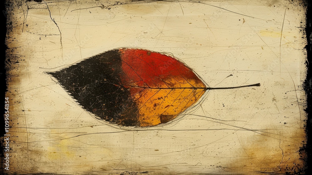 Poster artistic leaf design nature digital artwork abstract style close-up view colorful representation for