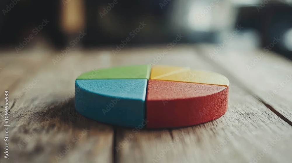 Aufkleber innovative pie chart visualization office space infographic design modern workspace aerial view data