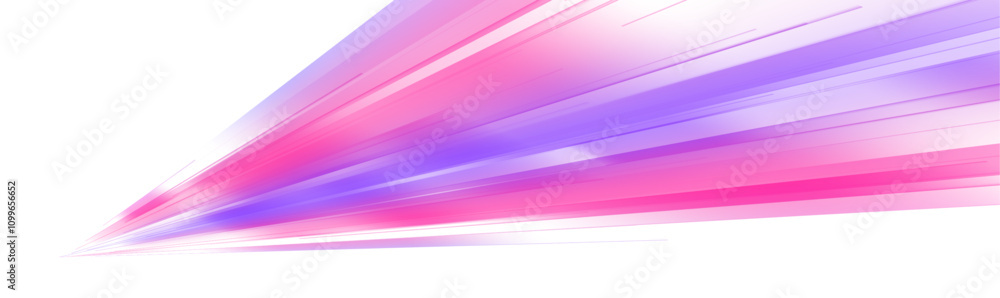 Poster High speed IT technology concept, abstract stripes as data transfer on white background in png format. A colorful motion background of city light trails. 
