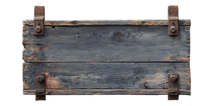 Wooden Hanging Signboard Isolated On Transparent Background