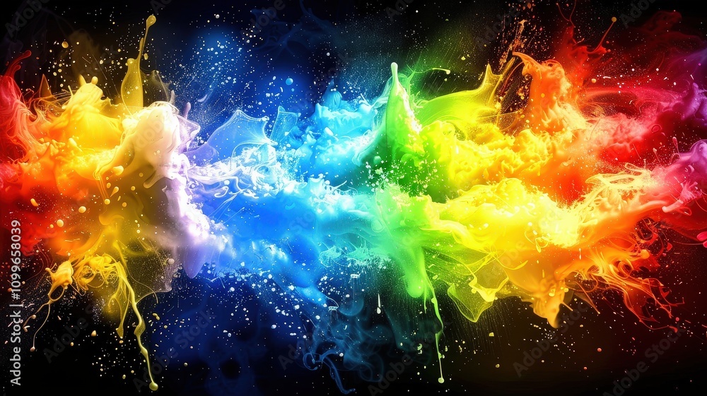 Poster vibrant color splash abstract art digital artwork illuminated background dynamic perspective creativ