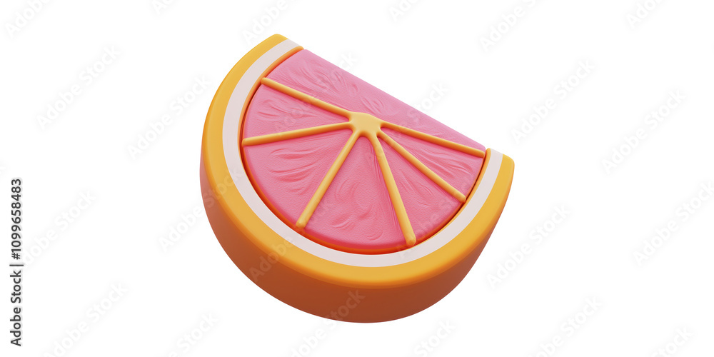 Poster 3d illustration of a slice of grapefruit isolated on transparent background