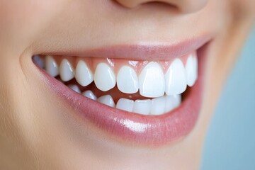 Obraz premium Beautiful Smile with Bright White Teeth After Professional Whitening Treatment