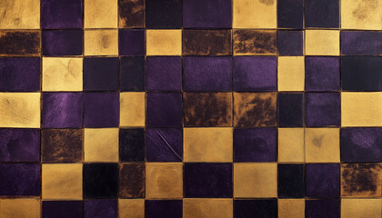 Fototapeta premium Purple and Gold Metallic Checkerboard
