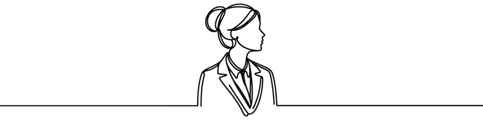 Obraz premium Minimalist single line drawing of professional businesswoman wearing suit and tie