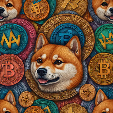 Shiba inu  kind crown doge btc crypto gold coin