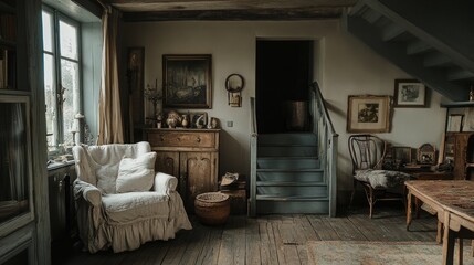 Obraz premium Rustic Charm of an Antique Home Interior