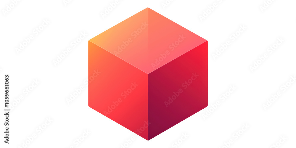 Poster 3d illustration of a red cube shape isolated on transparent background