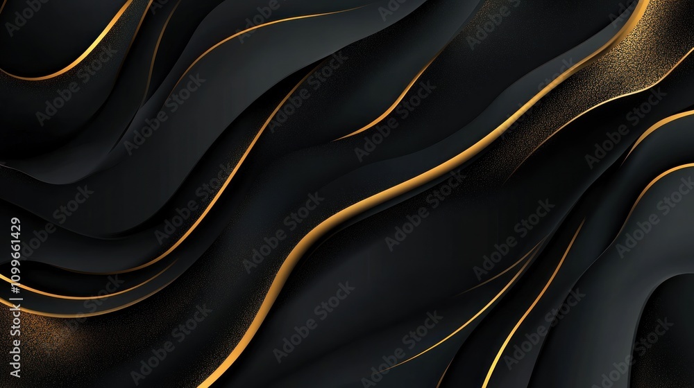 Poster elegant abstract black and gold flowing lines design patterns for elegant backgrounds